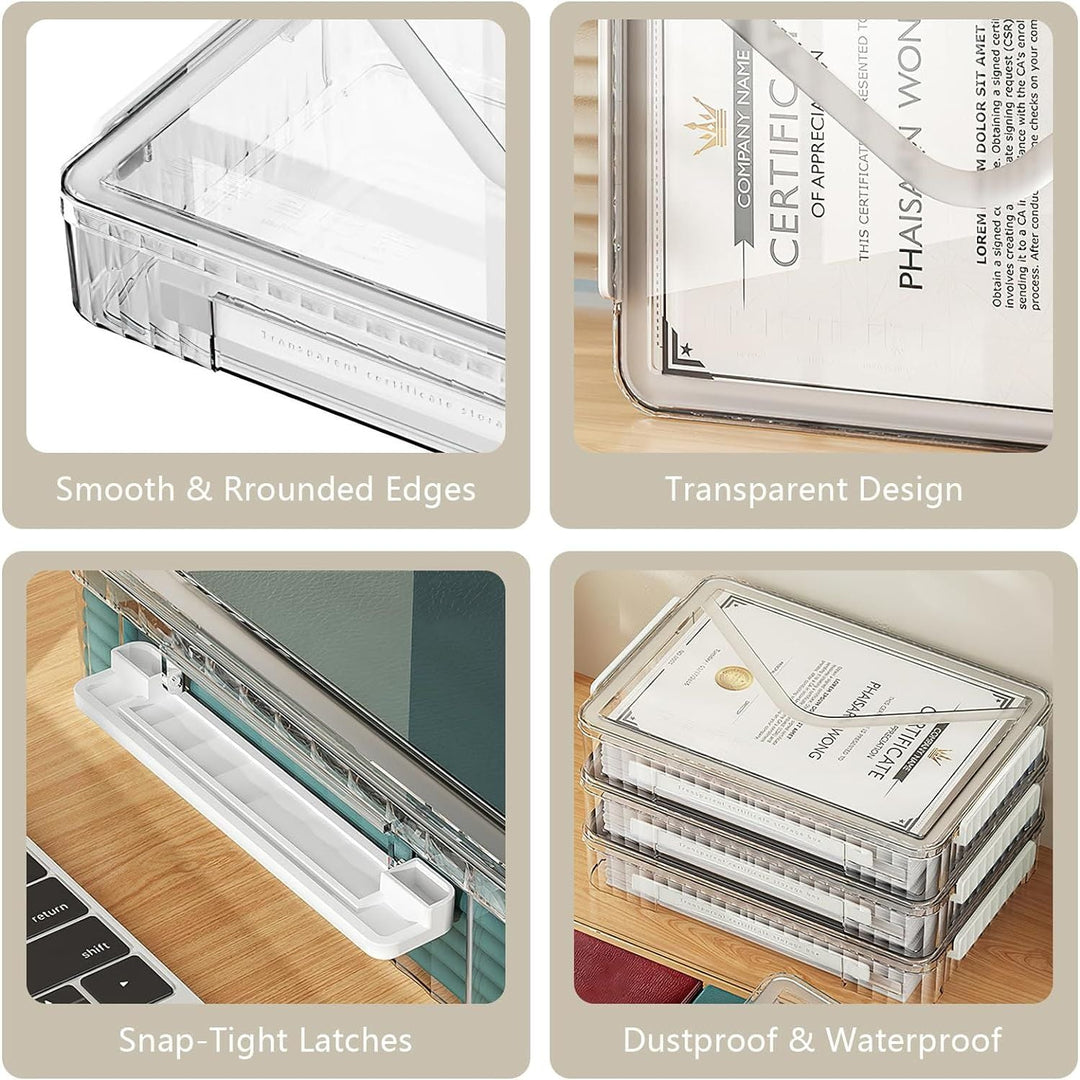 SAYEEC Stackable Storage Box, Portable Project Case File Protector, Plastic Storage Container with Lid and Handle, Clear Large Capacity Storage Bin for A4 Paper Photo Craft Document Scrapbook (White) - Just Closeouts Canada Inc.