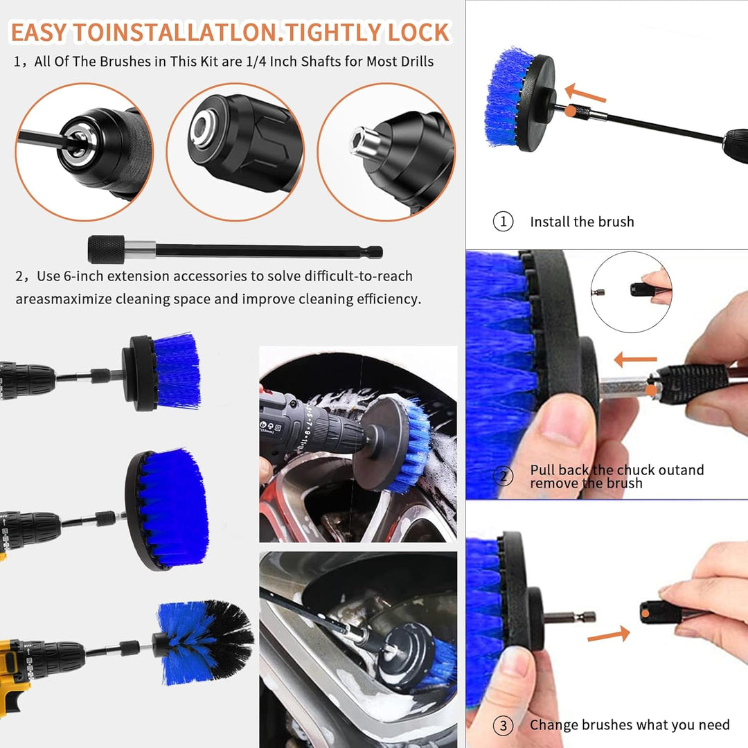 Sayutie 7pcs Drill Brush Attachment Power Scrubber Cleaning Brush Grout Cleaner Brush All Purpose Drill Brush Set for Grout, Floor, Tub, Shower, Tile, Bathroom and Kitchen Surface - Just Closeouts Canada Inc.