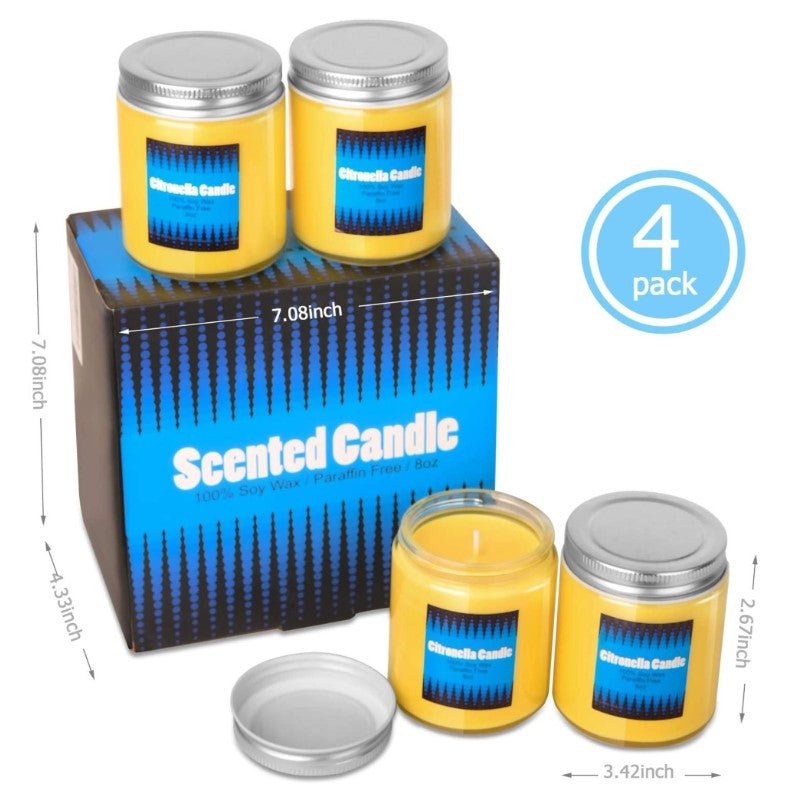 Scented Citronella 100% Soy Wax Outdoor & Indoor Candle 8oz, 4pk - Just Closeouts Canada Inc.