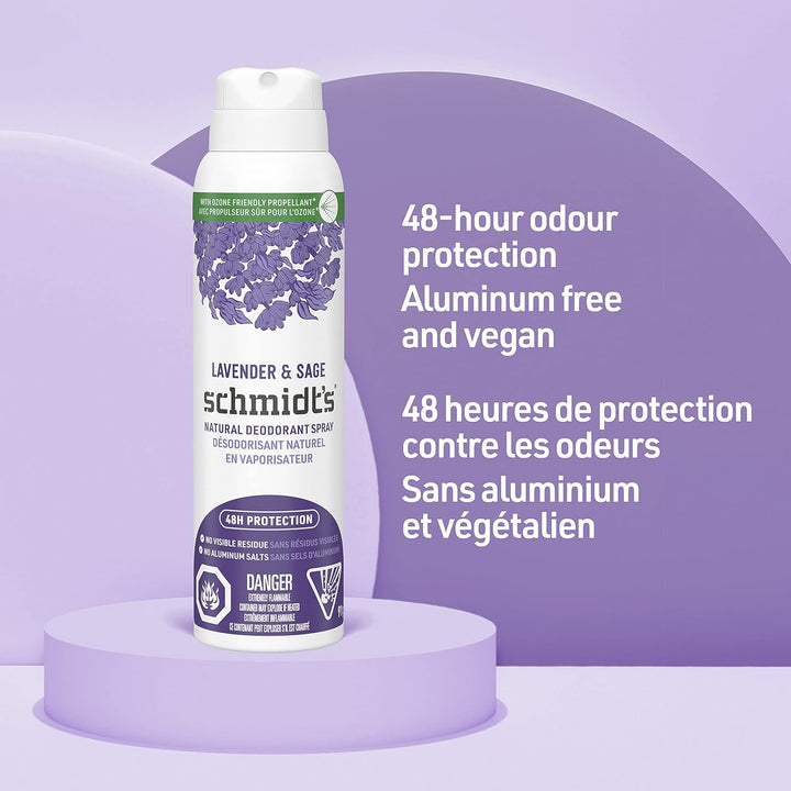 Schmidt's Natural Deodorant Spray For Women and Men, Lavender & Sage, 91g - Just Closeouts Canada Inc.022400008929