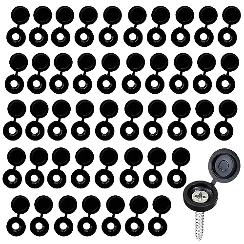 Screw Cover Caps, 140Pcs Plastic Screw Caps 4mm Hinged Screw Cover Caps Fold Screw Snap Covers Washer Flip Tops (Black) - Just Closeouts Canada Inc.