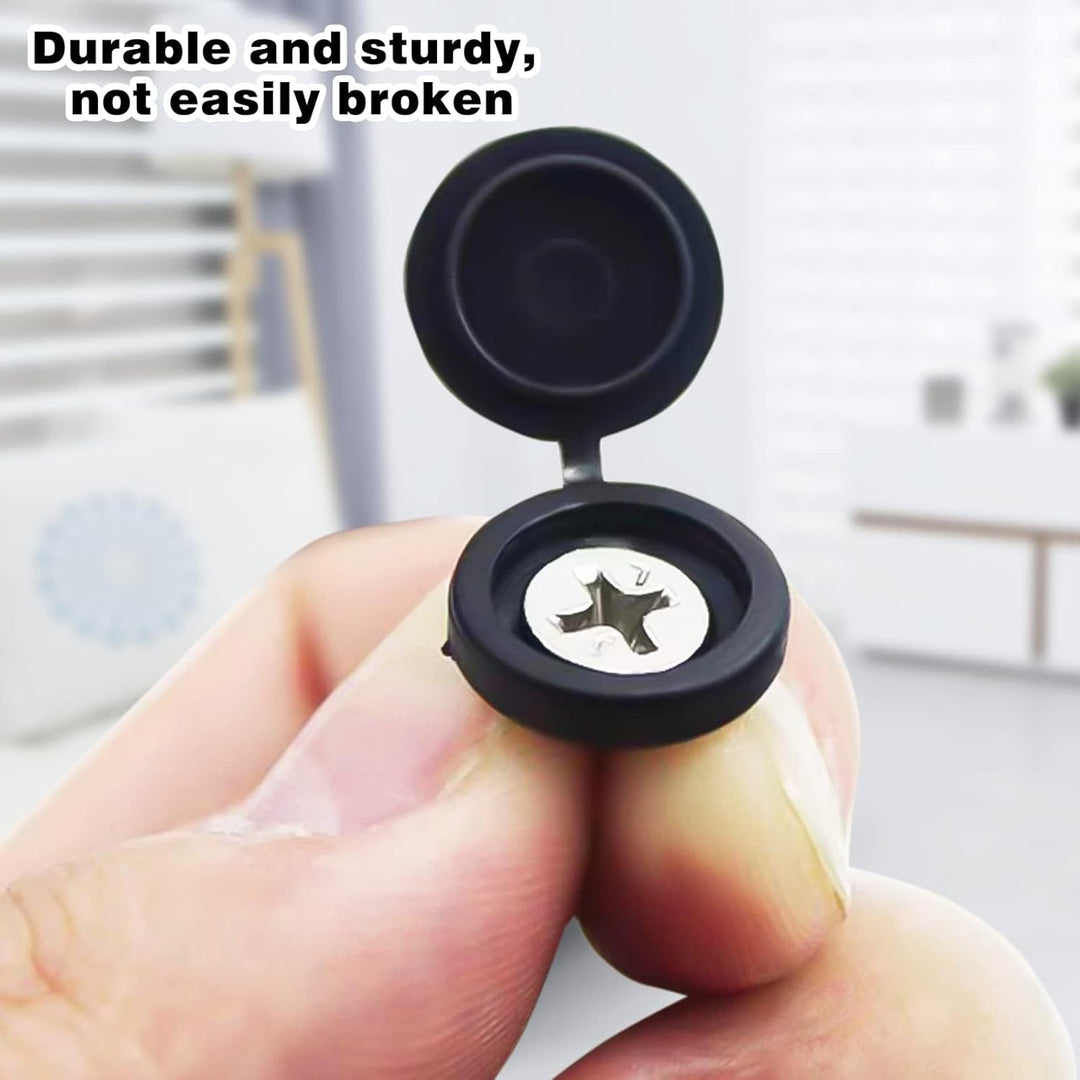 Screw Cover Caps, 140Pcs Plastic Screw Caps 4mm Hinged Screw Cover Caps Fold Screw Snap Covers Washer Flip Tops (Black) - Just Closeouts Canada Inc.