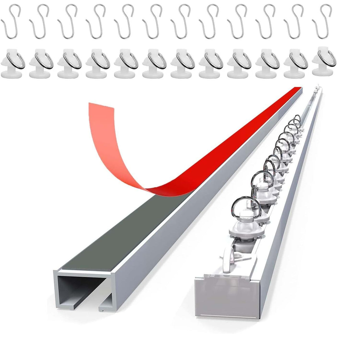 Self Adhesive Ceiling Curtain Track, Ceiling and Side Mount, Track for Curtains 16FT (5m) No Drill with Install Tools (5 Meter (16ft)) - Just Closeouts Canada Inc.