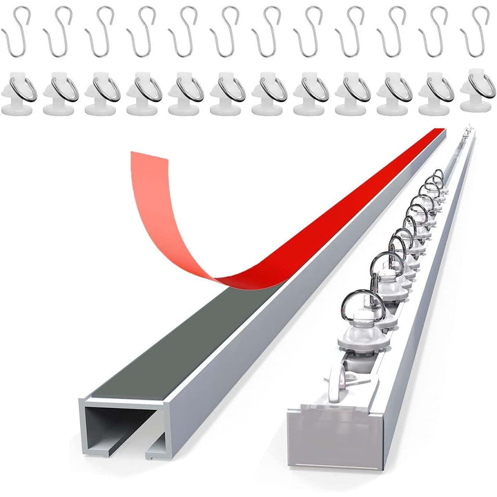 Self Adhesive Ceiling Curtain Track, Ceiling and Side Mount, Track for Curtains 16FT (5m) No Drill with Install Tools (5 Meter (16ft)) - Just Closeouts Canada Inc.