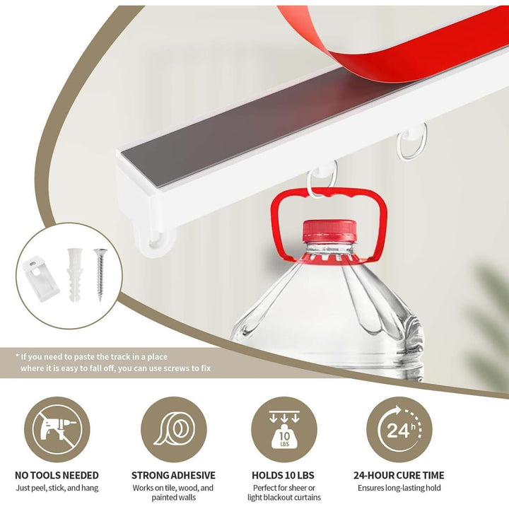 Self Adhesive Ceiling Curtain Track, Ceiling and Side Mount, Track for Curtains 16FT (5m) No Drill with Install Tools (5 Meter (16ft)) - Just Closeouts Canada Inc.