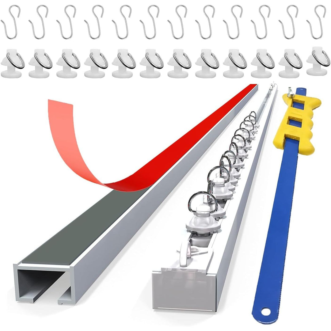 Self Adhesive Ceiling Curtain Track, Ceiling and Side Mount, Track for Curtains 16FT (5m) No Drill with Install Tools (5 Meter (16ft)) - Just Closeouts Canada Inc.