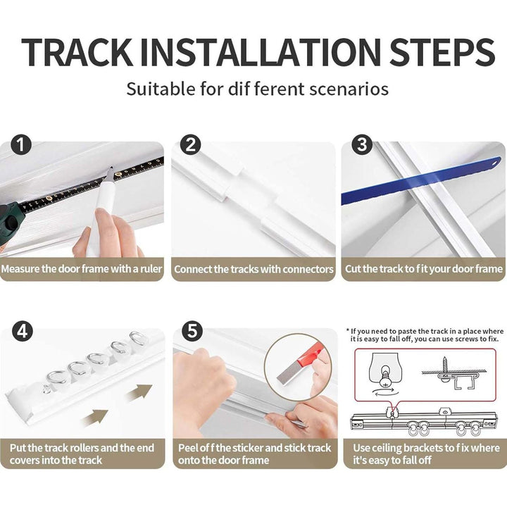 Self Adhesive Ceiling Curtain Track, Ceiling and Side Mount, Track for Curtains 16FT (5m) No Drill with Install Tools (5 Meter (16ft)) - Just Closeouts Canada Inc.