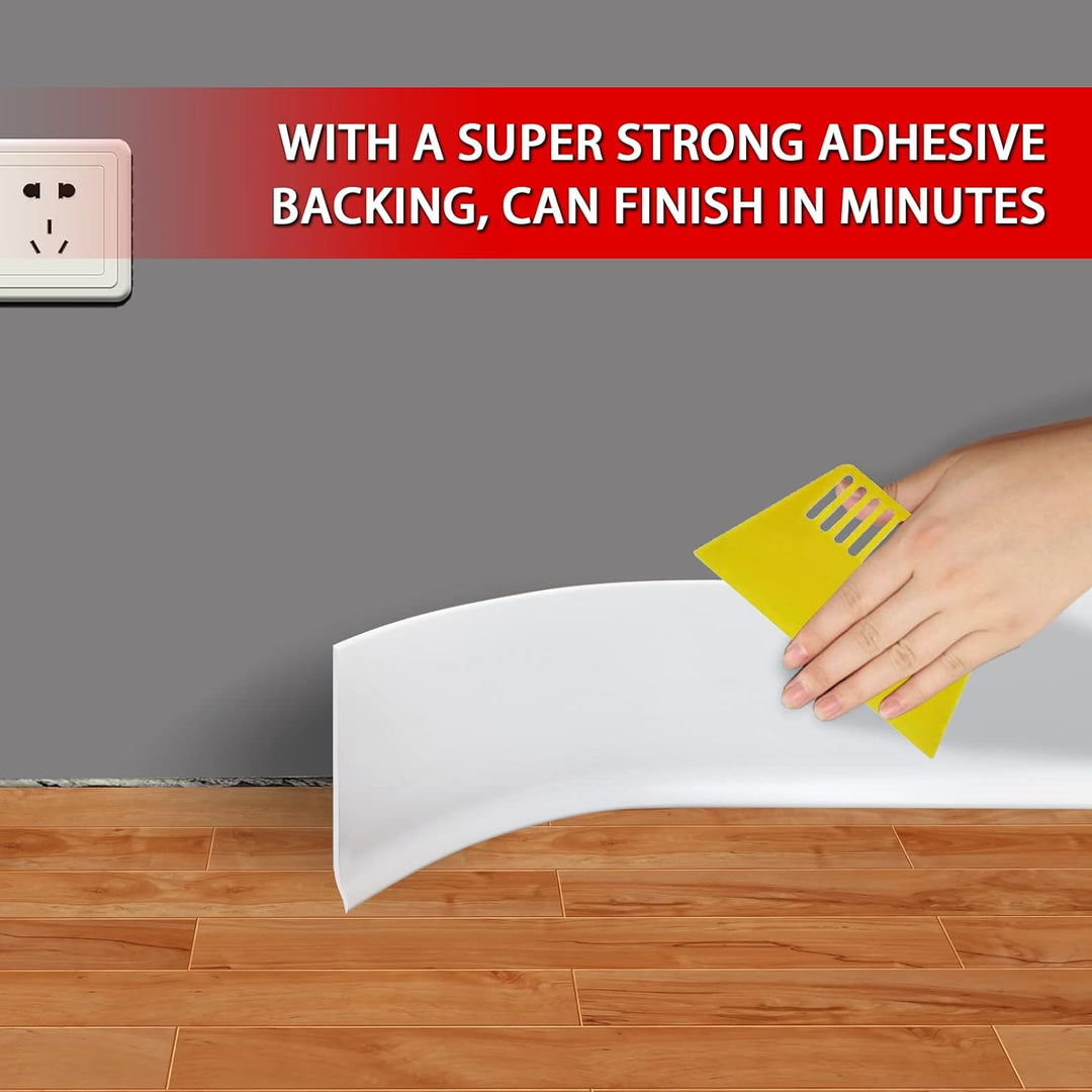 Self-Adhesive Vinyl Wall Base – White, 4 in × 20 ft - Just Closeouts Canada Inc.