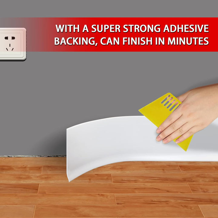Self-Adhesive Vinyl Wall Base – White, 4 in × 20 ft - Just Closeouts Canada Inc.