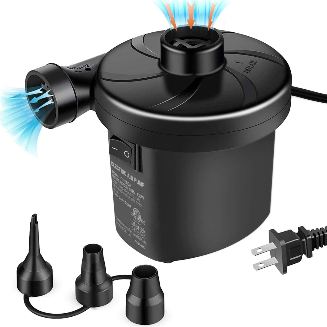 semai Electric Air Pump Portable Quick - Fill Air Pump for Inflatable Couch, Air Mattress, Swimming Ring, Inflatable Pool Toys, Powerful Electric Inflator/Deflator Air Pump with 3 Nozzles 110V AC - Just Closeouts Canada Inc.
