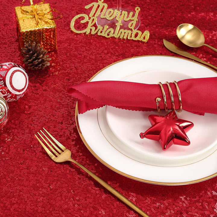 Sequin Tablecloth Red Christmas Table Cloth 90x132inch Rectangle Seamless Valentine's Day Tablecloth for Wedding Sequin Fabric Valentine's Day Overlay Decoration - Just Closeouts Canada Inc.X003K5JMI9