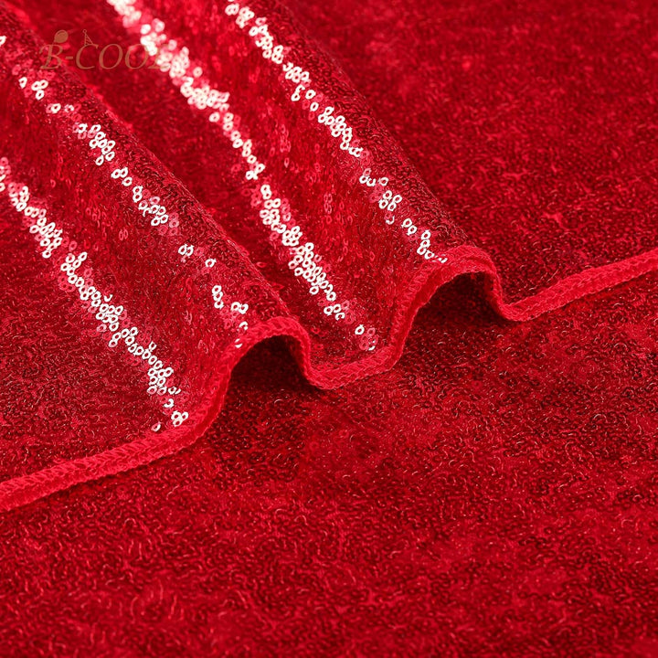Sequin Tablecloth Red Christmas Table Cloth 90x132inch Rectangle Seamless Valentine's Day Tablecloth for Wedding Sequin Fabric Valentine's Day Overlay Decoration - Just Closeouts Canada Inc.X003K5JMI9