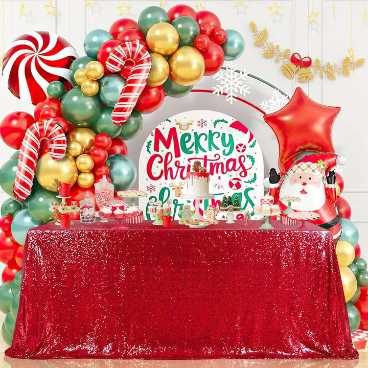 Sequin Tablecloth Red Christmas Table Cloth 90x132inch Rectangle Seamless Valentine's Day Tablecloth for Wedding Sequin Fabric Valentine's Day Overlay Decoration - Just Closeouts Canada Inc.X003K5JMI9