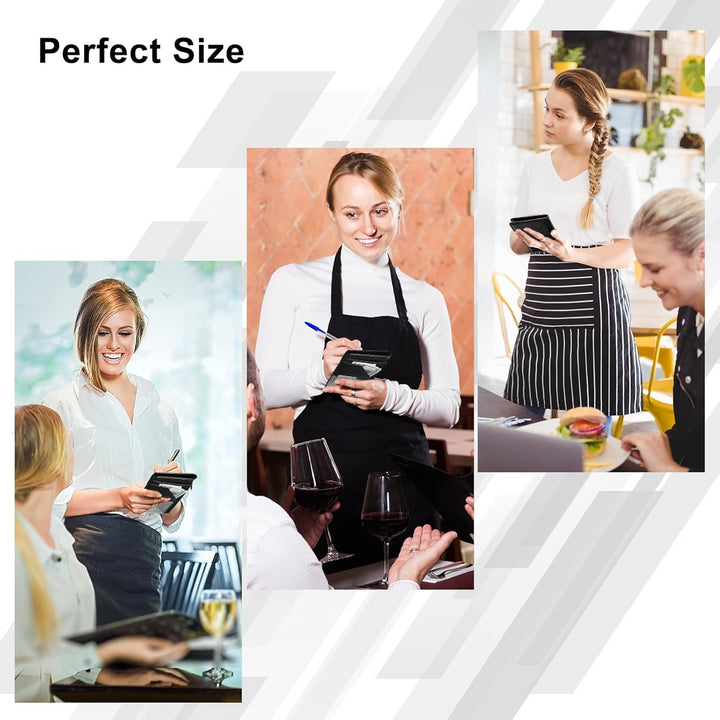 Server Book for Waitress, Leather Waiter Organizer with Zipper Pocket, Restaurant Waitstaff Booklet, Guest Check Holder with Money Pocket, Fits Server Apron(Black) - Just Closeouts Canada Inc.