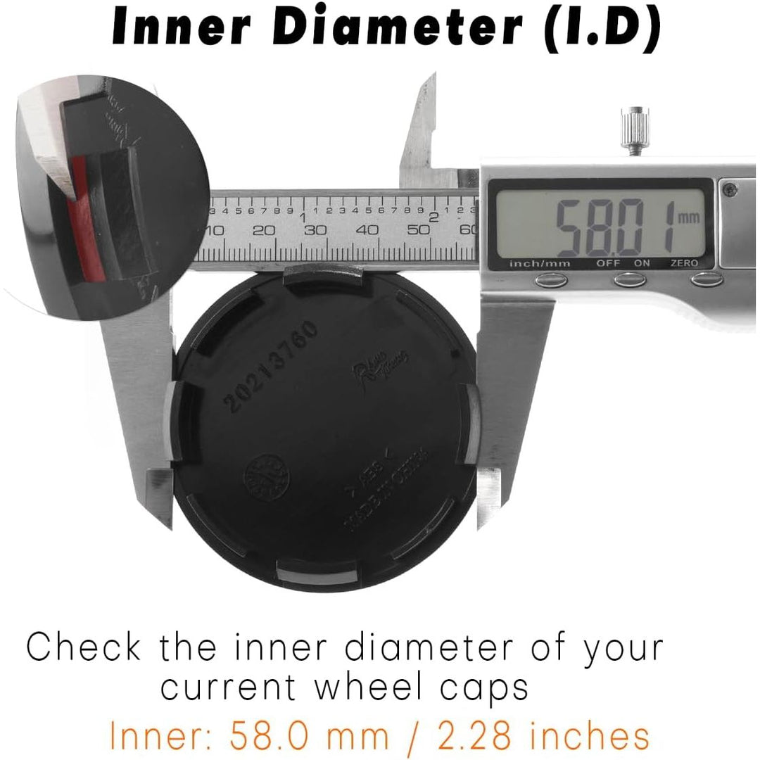 Set of 4 65mm (2 1/2 inch) Wheel Center caps for 1LB74TRMAB 1LB74SZ7AB 1LB74SZOAB 1LB74TRMAA 200 300 Pacifica Town & Country 2011 - 2017,Black - Just Closeouts Canada Inc.