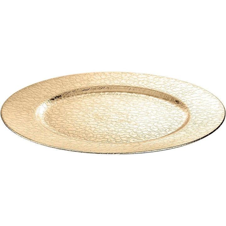 Set of 6 Gold Plastic Charger Plates, 13" High - Shine Round Decorative Underplates with Alligator Texture, Warm Gold Table Setting for Wedding & Events, Not for Food Contact - Just Closeouts Canada Inc.X003451HIX