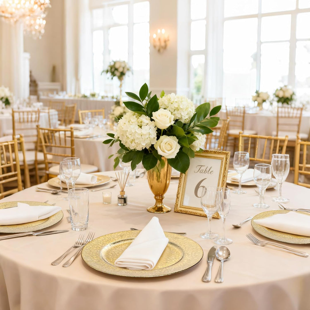 Set of 6 Gold Plastic Charger Plates, 13" High - Shine Round Decorative Underplates with Alligator Texture, Warm Gold Table Setting for Wedding & Events, Not for Food Contact - Just Closeouts Canada Inc.X003451HIX