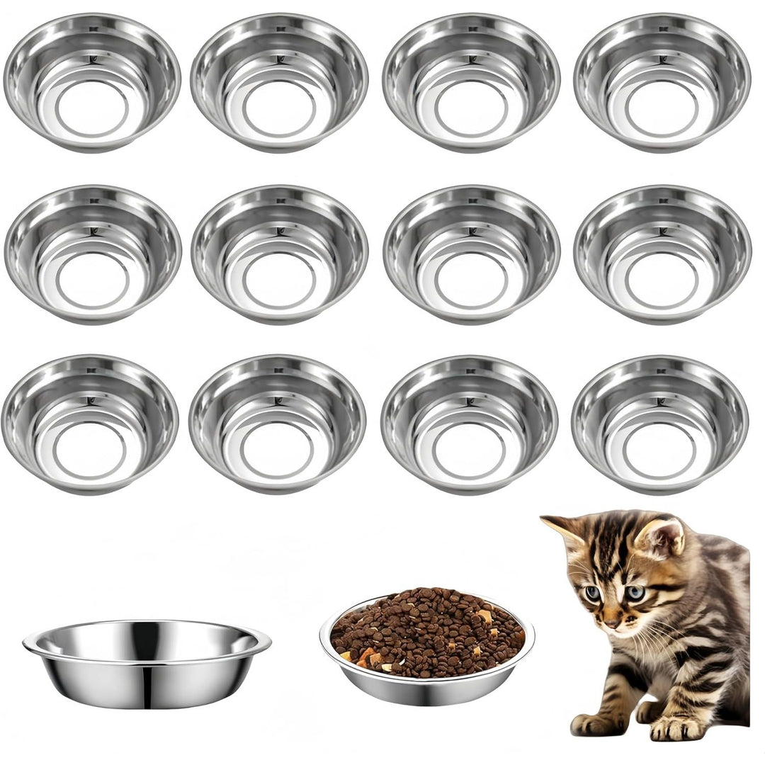 Shallow Stainless Steel Cat Bowls, 12-Pack - Just Closeouts Canada Inc.