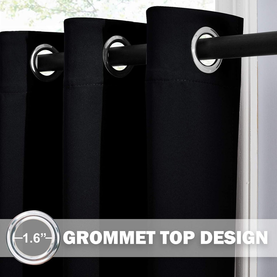 Short Blackout Grommet Curtains, Black, 34 x 36 in, 2 Panels - Just Closeouts Canada Inc.