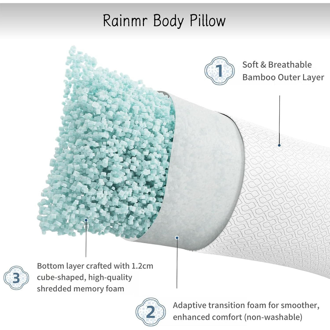 Shredded Memory Foam Full Body Pillow – Cooling Huggable Long Pillow for Body Relief - with Soft Zippered Washable Cover?20 x 54 inches (137x50cm) - Just Closeouts Canada Inc.
