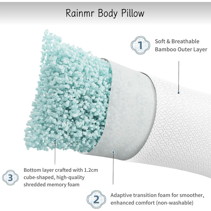 Shredded Memory Foam Full Body Pillow – Cooling Huggable Long Pillow for Body Relief - with Soft Zippered Washable Cover?20 x 54 inches (137x50cm) - Just Closeouts Canada Inc.