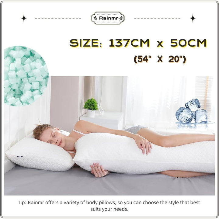 Shredded Memory Foam Full Body Pillow – Cooling Huggable Long Pillow for Body Relief - with Soft Zippered Washable Cover?20 x 54 inches (137x50cm) - Just Closeouts Canada Inc.