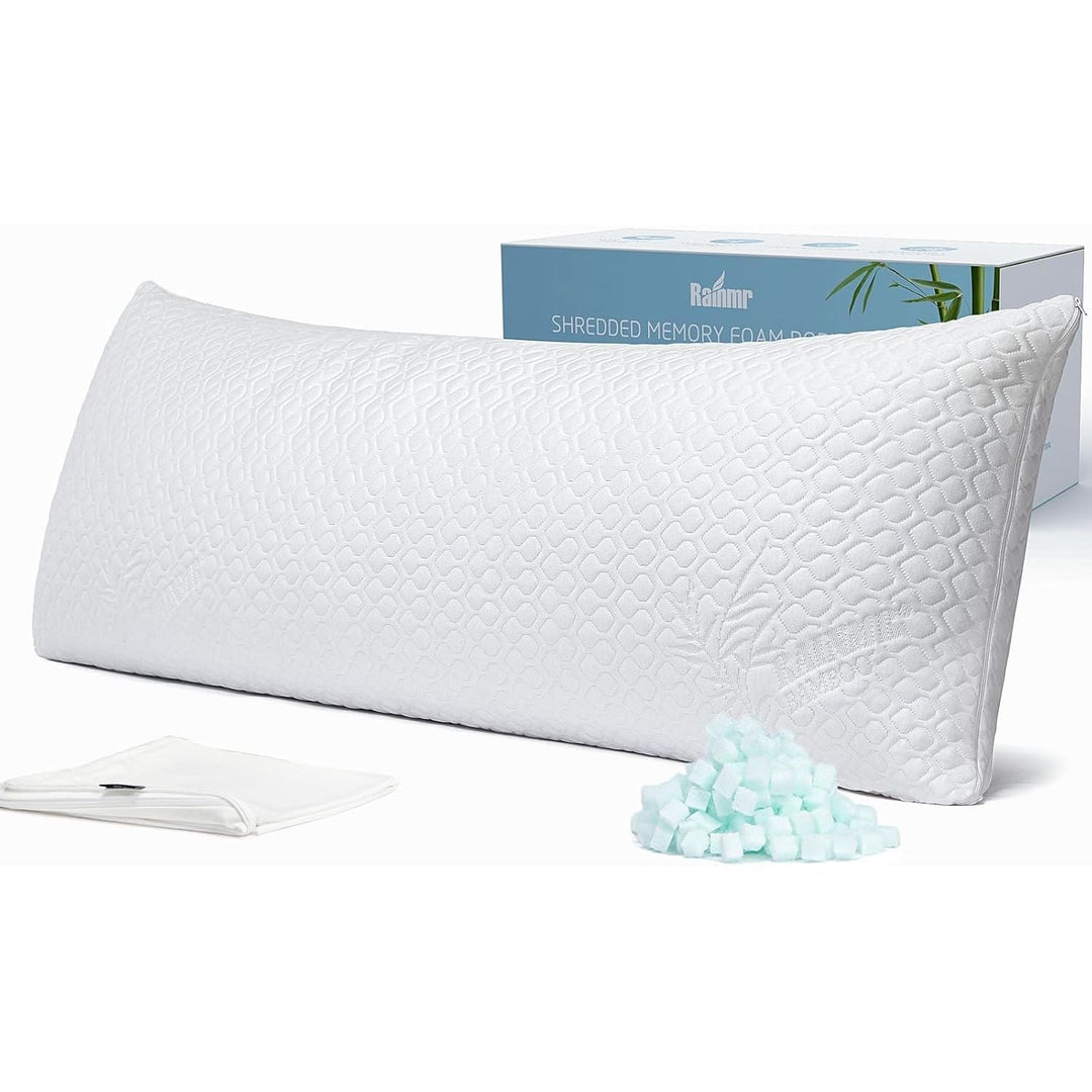 Shredded Memory Foam Full Body Pillow – Cooling Huggable Long Pillow for Body Relief - with Soft Zippered Washable Cover?20 x 54 inches (137x50cm) - Just Closeouts Canada Inc.