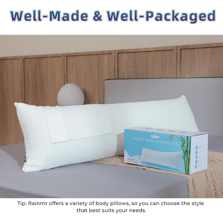 Shredded Memory Foam Full Body Pillow – Cooling Huggable Long Pillow for Body Relief - with Soft Zippered Washable Cover?20 x 54 inches (137x50cm) - Just Closeouts Canada Inc.