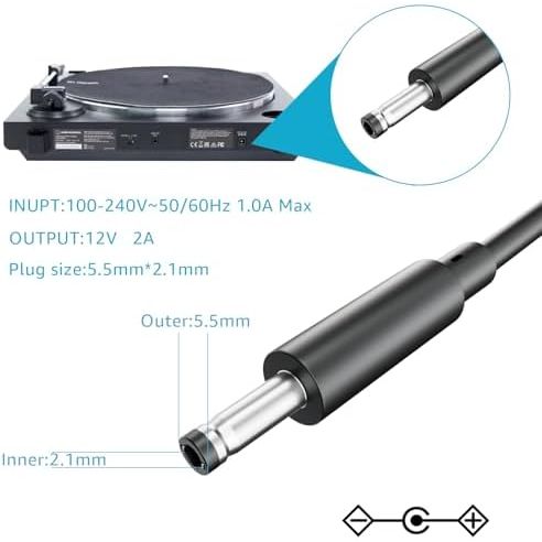 12V Audio-Technica turntable power adapter, product view 4