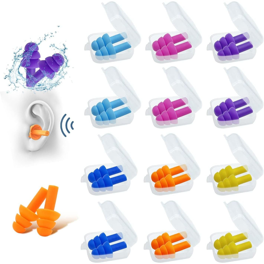 Silicone Ear Plugs for Sleeping,12 Pairs Reusable Earplugs Noise Reduction Ear Plugs Soft Waterproof Earplugs Hearing Protection for Concert,Swimming,Study,Loud Noise,Snoring - Just Closeouts Canada Inc.