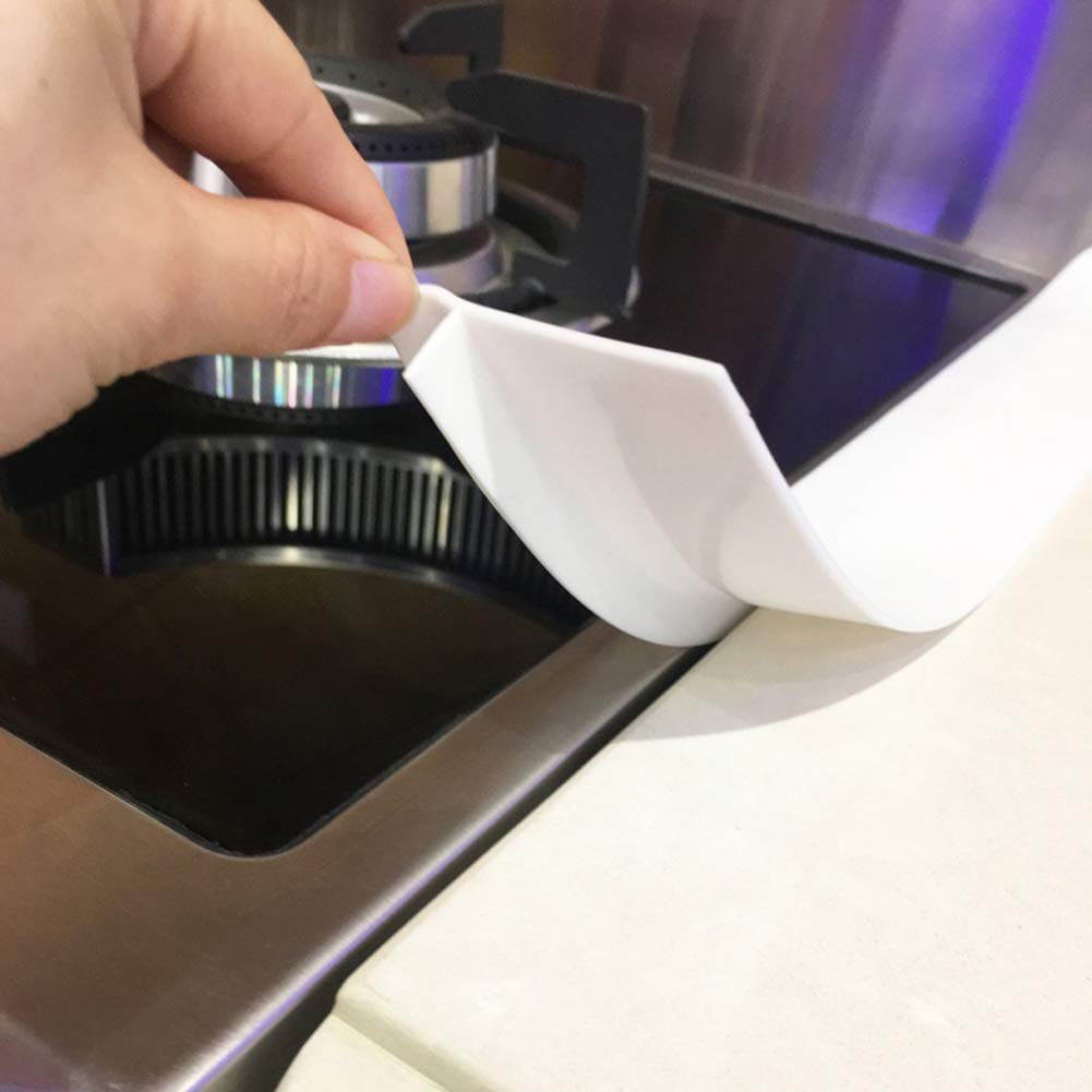 Silicone Kitchen Stove Counter Gap Cover Long & Wide Gap Filler (2 Pack) Seals Spills Between Counters, Stovetops, Washing Machines, Oven, Washer, Dryer - Heat - Resistant and Easy Clean (White) - Just Closeouts Canada Inc.