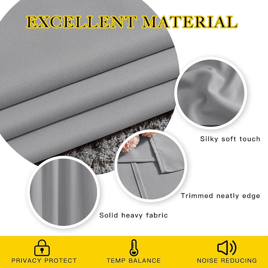 Silver Grey Blackout Grommet Curtains, 52 x 84 in, 2 Panels - Just Closeouts Canada Inc.