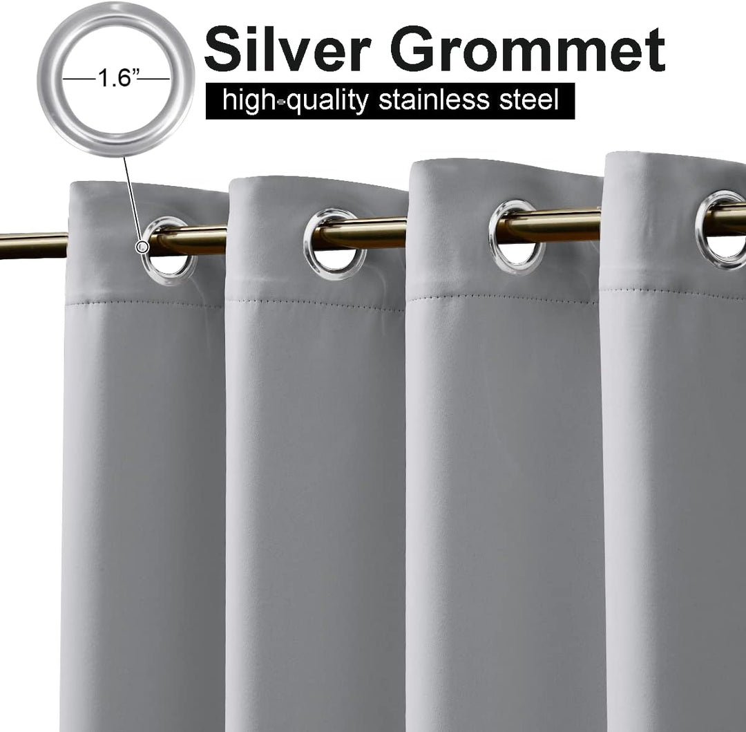 Silver Grey Waterproof Outdoor Grommet Curtain, 100 x 95 in, 1 Panel - Just Closeouts Canada Inc.