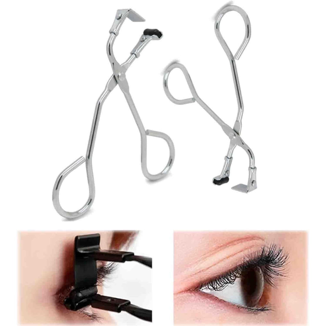 Two silver mini eyelash curlers