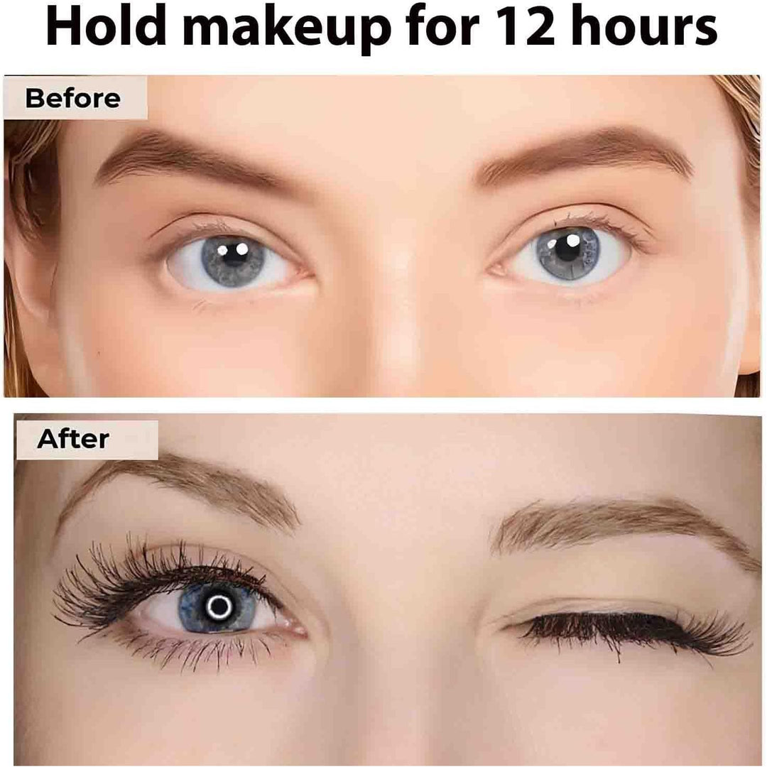 Silver eyelash curler in use