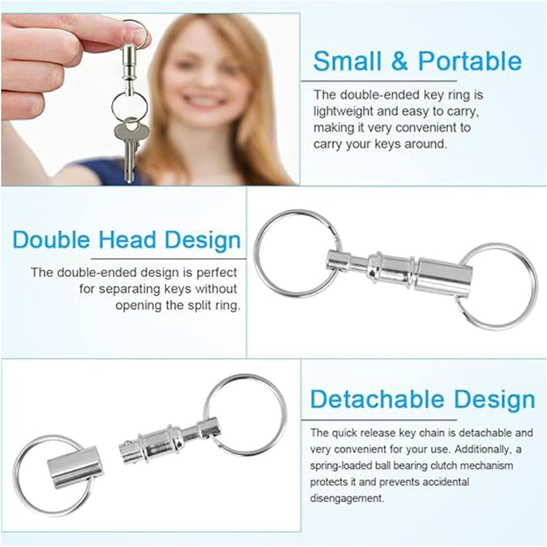 Silver detachable quick-release keychains, ten-piece set, view 6