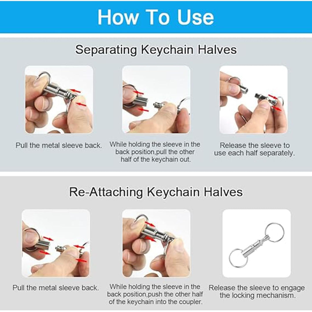 Silver Quick-Release Keychains with Split Rings, 10-Pack - Just Closeouts Canada Inc.X004A7GLQH