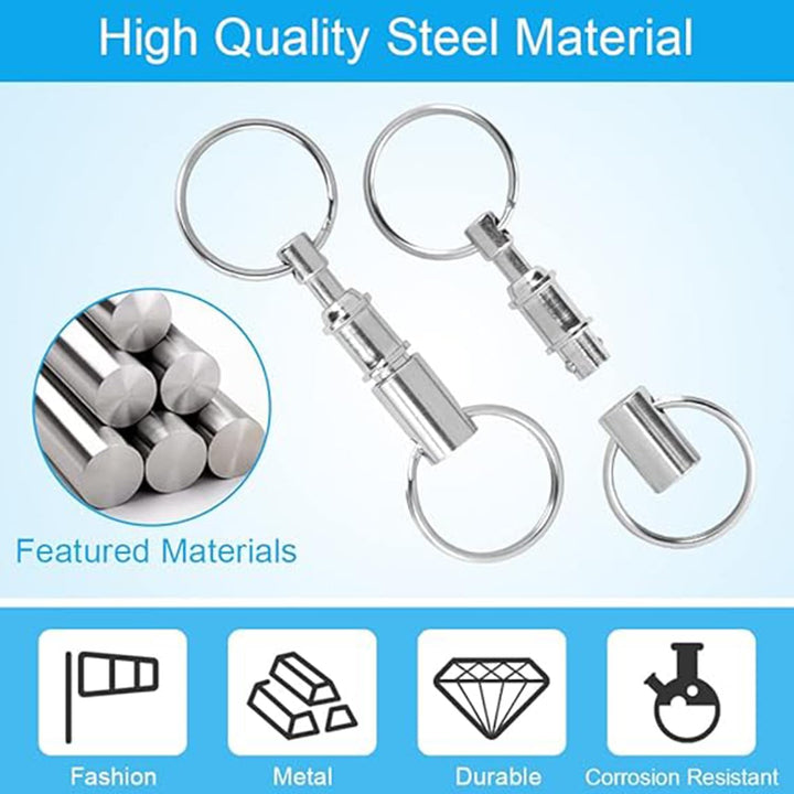 Silver Quick-Release Keychains with Split Rings, 10-Pack - Just Closeouts Canada Inc.X004A7GLQH