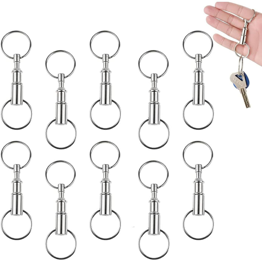 Silver Quick-Release Keychains with Split Rings, 10-Pack - Just Closeouts Canada Inc.X004A7GLQH