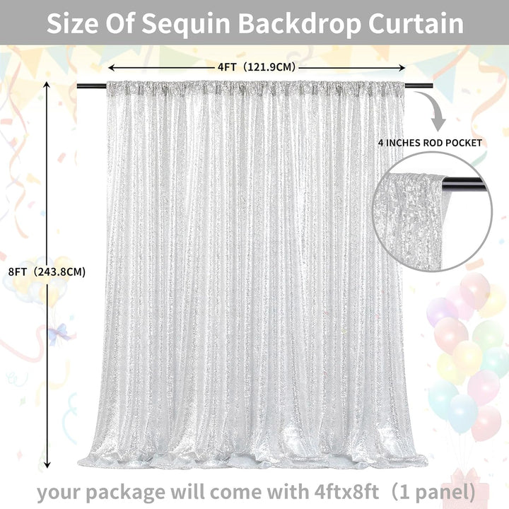 Silver Sequin Backdrop Curtain, 4 × 8 ft - Just Closeouts Canada Inc.X001OV140Z