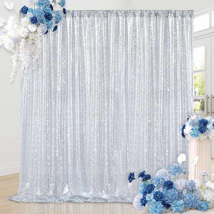 Silver Sequin Backdrop Curtain, 7 × 7 ft - Just Closeouts Canada Inc.X004A9H0KL