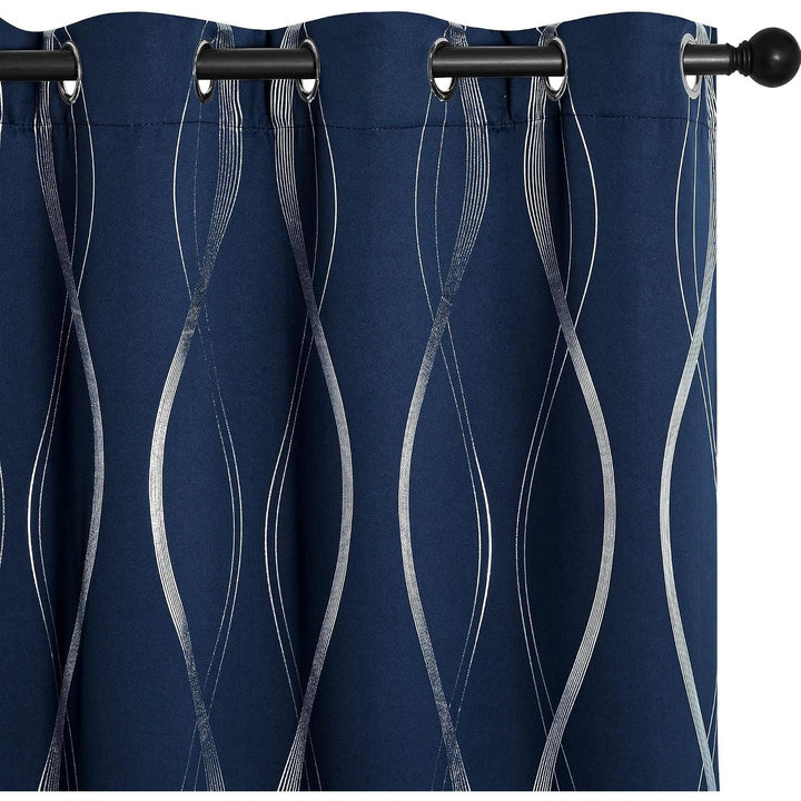 Silver Wave Blackout Curtains, Navy, 52 x 84 in, 2 Panels - Just Closeouts Canada Inc.