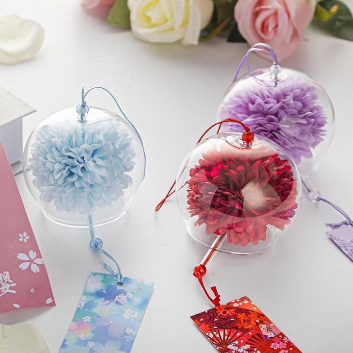 Six Flower-Design Japanese Glass Wind Chimes with Hanging Tags - Just Closeouts Canada Inc.X004J03XEX