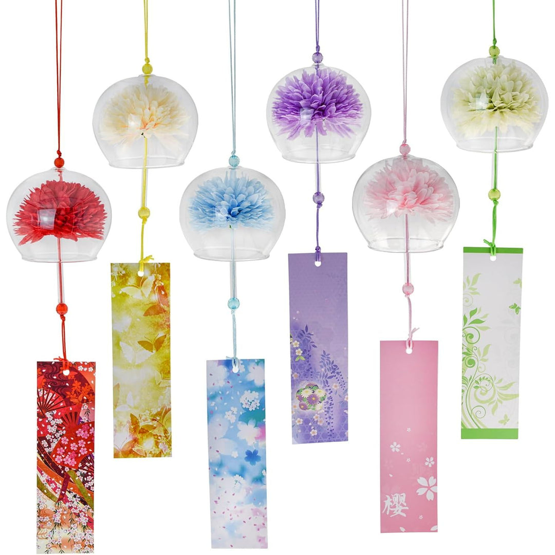 Six Flower-Design Japanese Glass Wind Chimes with Hanging Tags - Just Closeouts Canada Inc.X004J03XEX