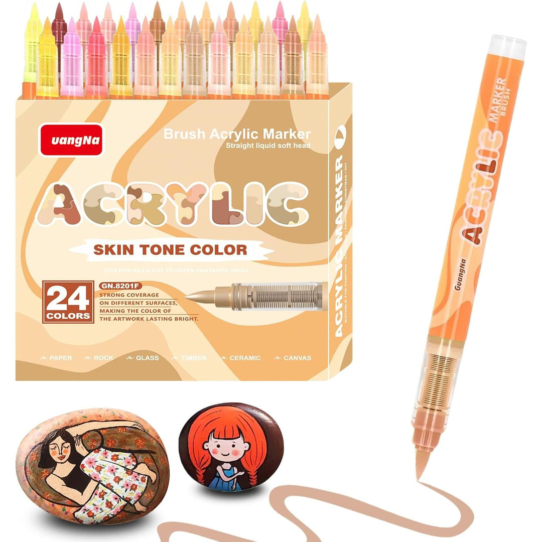 Skin-Tone Acrylic Paint Markers, Soft Brush Tip, 24 Colours - Just Closeouts Canada Inc.