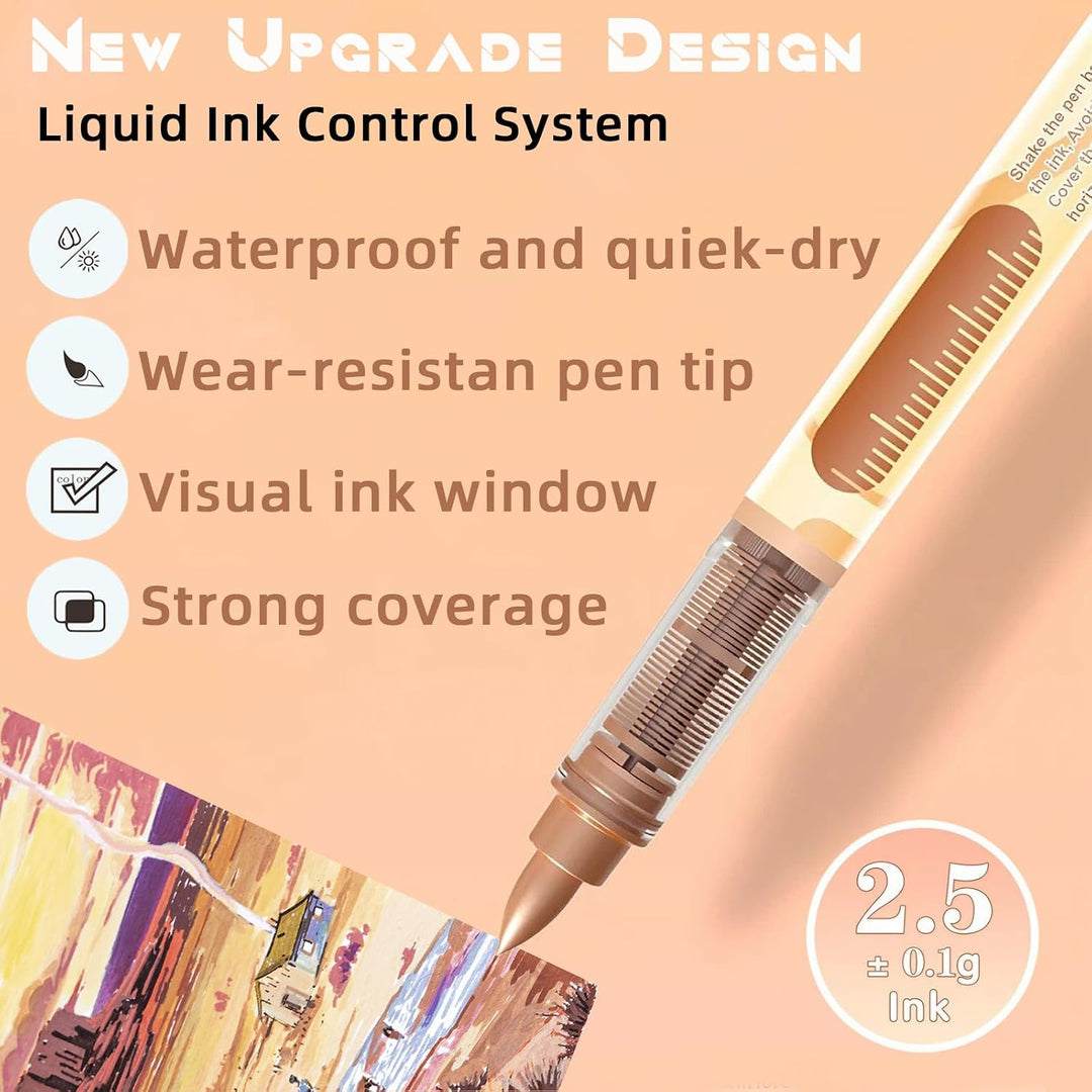 Skin-Tone Acrylic Paint Markers, Soft Brush Tip, 24 Colours - Just Closeouts Canada Inc.