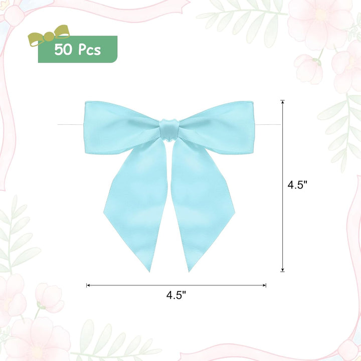 Sky Blue Pre-Tied Satin Gift Bows, 4.5 in, 50-Pack - Just Closeouts Canada Inc.
