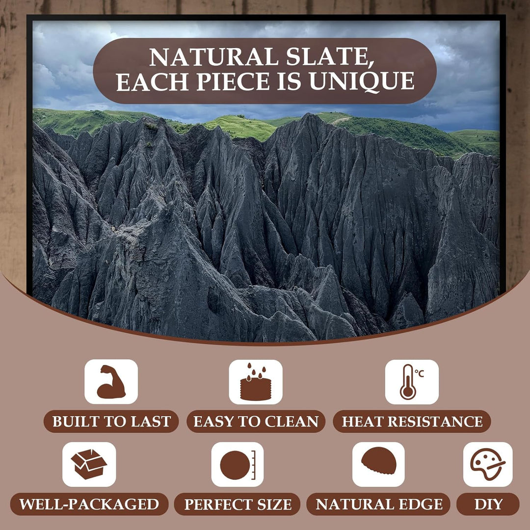 Slate Drink Coasters with Metal Holder, GOH DODD Set of 8 Black Coasters, 4 Inch Stone Coaster Set Coffee Table Decor Tabletop Protection for Home Office Kitchen Apartment, Round - Just Closeouts Canada Inc.