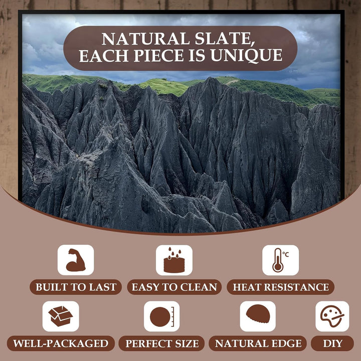 Slate Drink Coasters with Metal Holder, GOH DODD Set of 8 Black Coasters, 4 Inch Stone Coaster Set Coffee Table Decor Tabletop Protection for Home Office Kitchen Apartment, Round - Just Closeouts Canada Inc.
