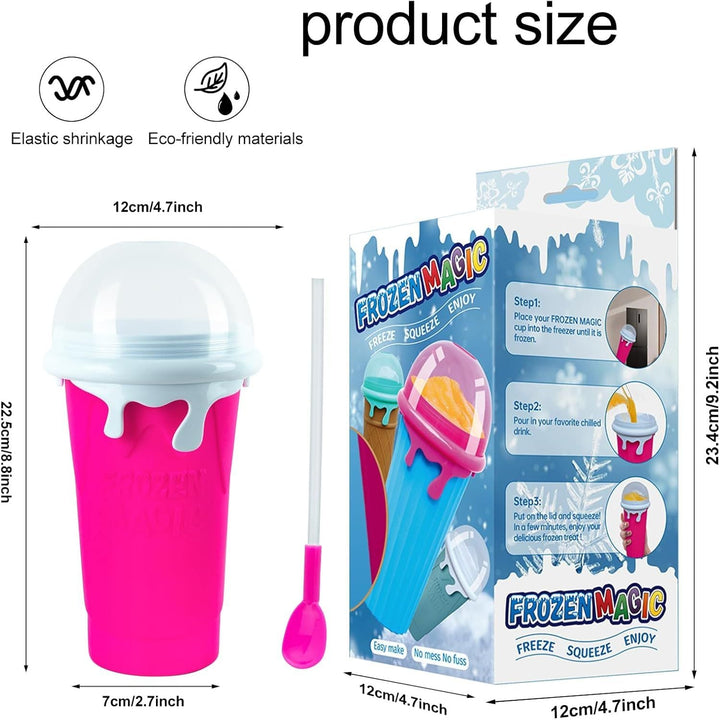 Slushie Maker Cup, 500ml Slushy Cup Silicone Slushy Maker Cup Quick Frozen Smoothies Squeeze Cooling Cup for Milk Shake, Fruit Juice, Cola - Just Closeouts Canada Inc.